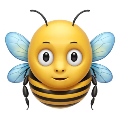 Create a cute emoji-style illustration of a bee with the face of an older man. The bee has a round yellow body with black stripes, small antennae, and light blue wings. Use bold outlines, bright colors, smooth shading, and a glossy sticker-like finish. Transparent or white background. sticker