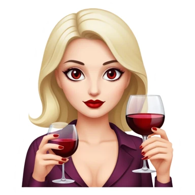 the femme fatale with dark eyes and a glass of wine in her hand sticker