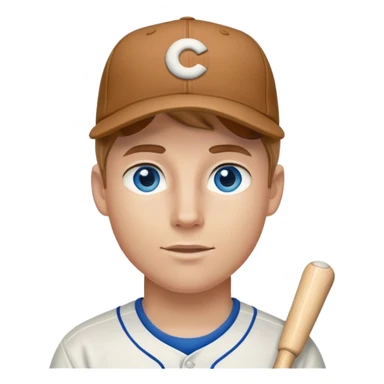 white college guy with light brown hair blue eyes with baseball cap on sticker