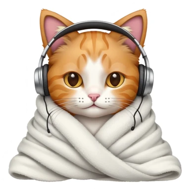 cat wearing headphones in a blanket  sticker