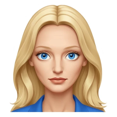Uma Thurman with blue eyes, long hair sticker
