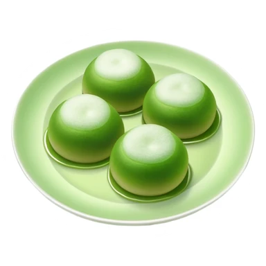 four green spherical warabi mochi on the plate sticker