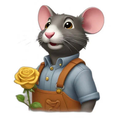 Raton laveur tenant une rose sticker