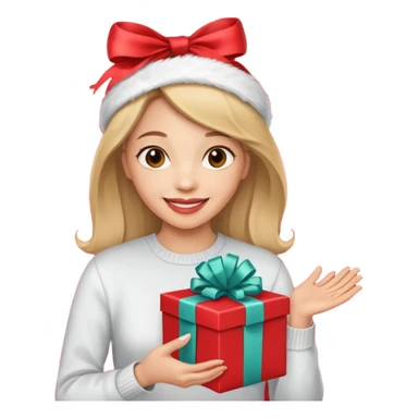 woman courier holding gift box sticker