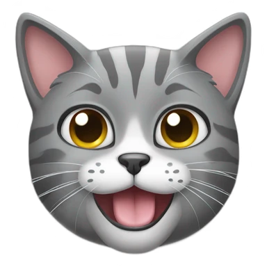 Gray cat shows his tongue sticker