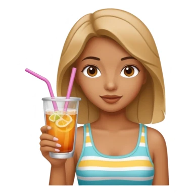 girl with drink , beach style glass sticker