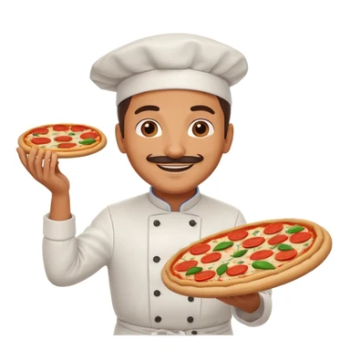 smiling Italian chef spinning pizza dough sticker