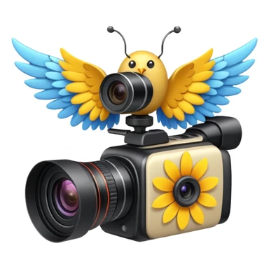Video camera with elements 1-2 of others emoji( flowers, wings and etc) sticker