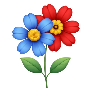 One Yellow flower and one blue flower with red band  sticker