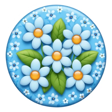 An emoji with a blue floral pattern on the sides and a white checkmark in the middle. sticker