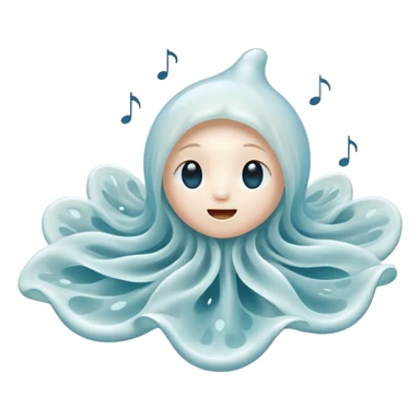 A floating creature that sings by pushing air through hollow chambers in its body like a living wind instrument. Its tone shifts as it drifts higher or lower. sticker