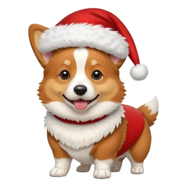 tricolor corgi with santa hat on sticker