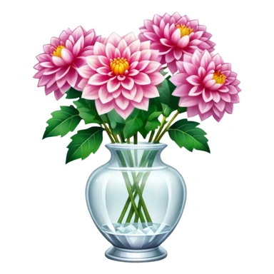 Light dahlia bouquet in crystal vase sticker