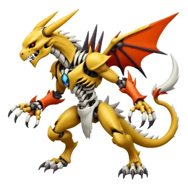 Digitigrade Cool Badass Skeletal Wargreymon-Renamon-Guilmon-Pokémon-Digimon-Fakémon-fusion-hybrid-creature sticker