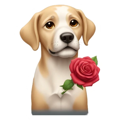 Dog with rose sticker