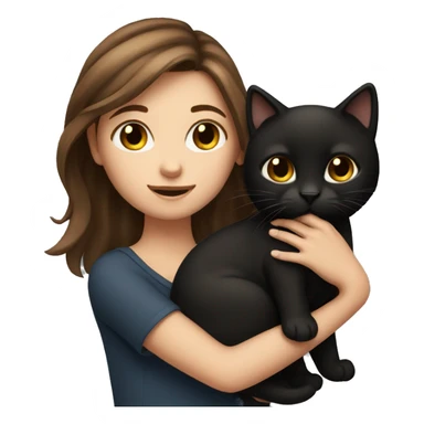 brown hair girl holding black cat sticker