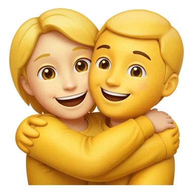 Happy face holding a hug sticker