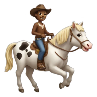 Cow riding horse sticker
