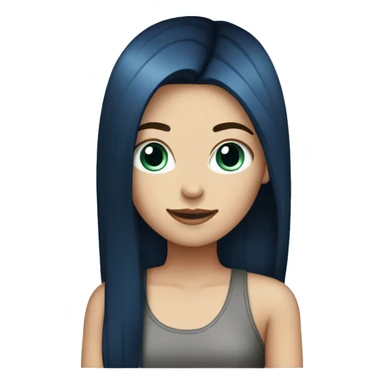 white girl with long straight dark blue hair wearing black tank top sticker