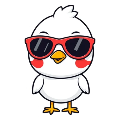 a yellow cute chick with strawberry sunglasses  sticker