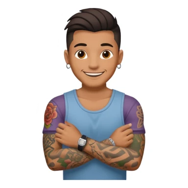 hombre con tatuaj en los brazos con ropa sticker