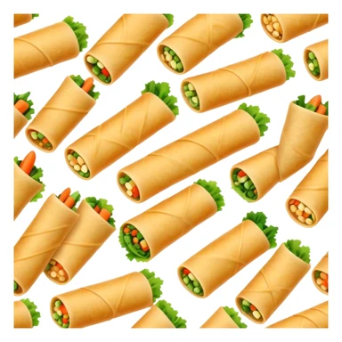 Cinematic Realistic Spring Rolls Dish Emoji, featuring golden, crispy rolls filled with fresh vegetables rendered with detailed textures and warm natural lighting. sticker