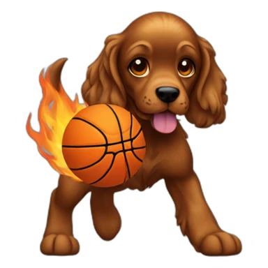 cocker fire black playing basketball sticker