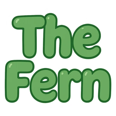 Edit the image to change the text to 'The Fern' in a green font, keeping the extra puffy bubble letter style, whimsical and lighthearted. sticker