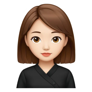 asian young woman brown-haired in black daily dress  sticker