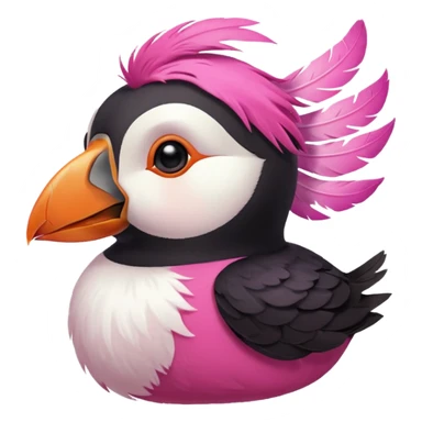 pink puffin blowing wind sticker