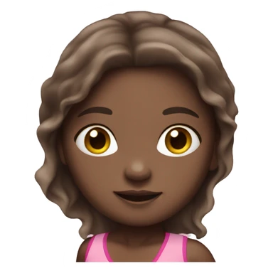 swimming little white girl with pink swimming suit dark brown long hair sticker