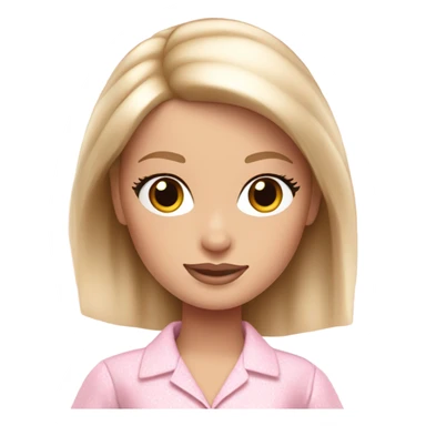 Pale blonde brown-eyed Barbie wearing light pink pajamas sticker
