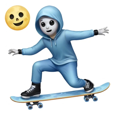 skater boi  ghost skating under a moon sticker