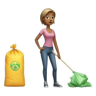 A women threw the garbage sticker