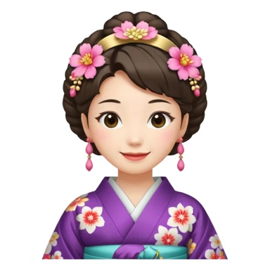 Japanese Princess with floral hairpin sticker