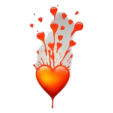 bleeding red heart glowing red-orange with splatter sticker
