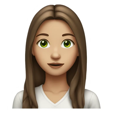 girl with long strait middle part brown hair and vibrant green eyes  sticker