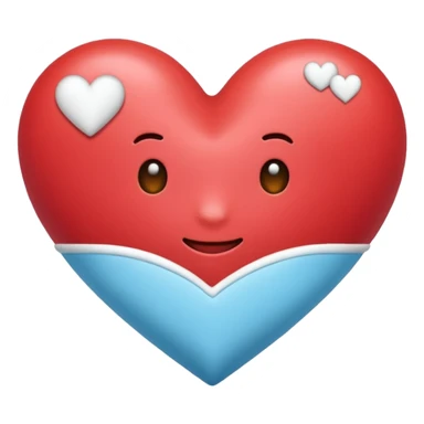 Crea un emoji de corazon que una mitad sea celeste y la otra blanca y en la unión de los colores que este difuminado sticker