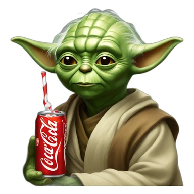 Yoda con una coca cola sticker