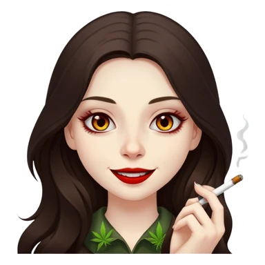 girl with long dark brown hair and pale skin smoking weed high sticker