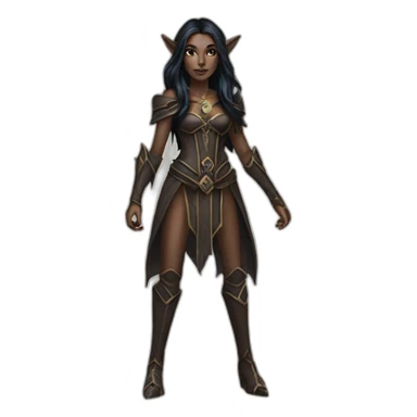 Dark elf sorceress with dark brown long hair sticker