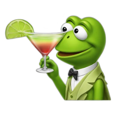 kermit the frog drinking a martini sticker