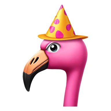 Flamingo wearing party hat sticker
