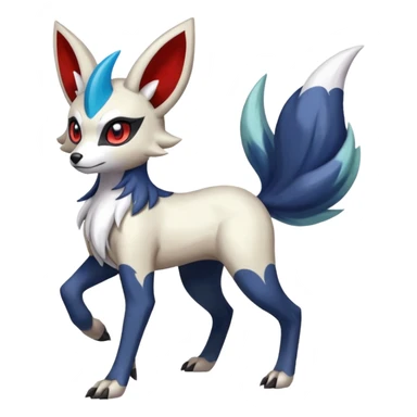 Colorful Skilled Adept Graceful Asian Painted Meloetta-Lycanroc-Absol-Zangoose-fusion-hybrid-creature (full body) sticker