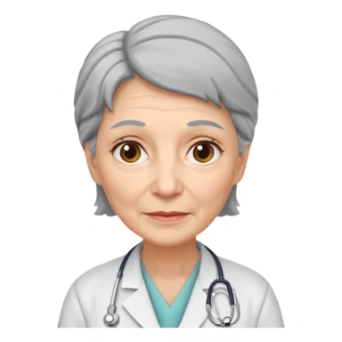 older obstetrician female emoji grey hair wrinkles sticker