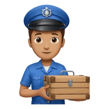 railway engineer carrying a box sticker