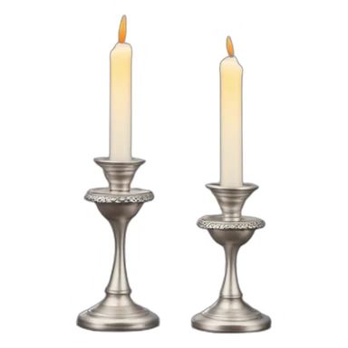 2 large and one small shabbat candles in silver candlesticks  sticker
