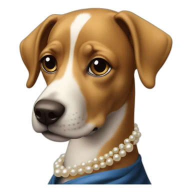 dog as girl with a pearl earring sticker