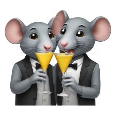 two rats with martinis  sticker