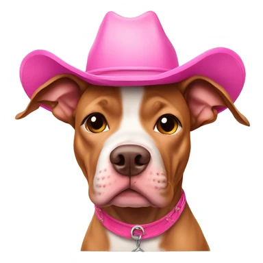 light brown pitbull Dog wearing a pink cowgirl hat sticker